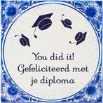 Tegels delfts blauw Geslaagd You did it 15cm, Huis en Inrichting, Verzenden, Nieuw