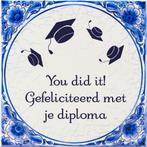 Tegels delfts blauw Geslaagd You did it 15cm, Nieuw, Verzenden