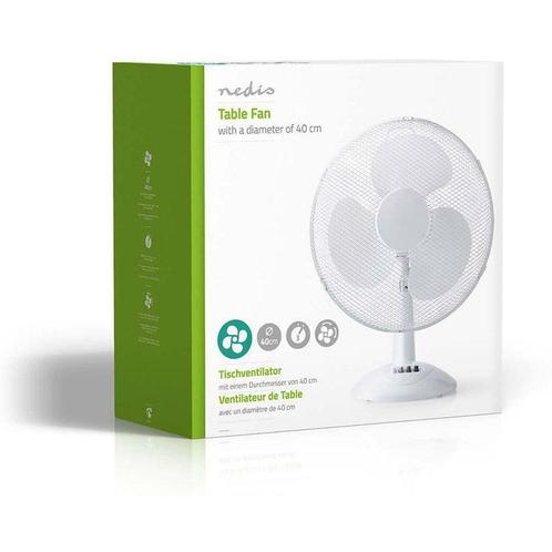 Nedis Tafelventilator, 40cm, Wit, Witgoed en Apparatuur, Airco's, Verzenden