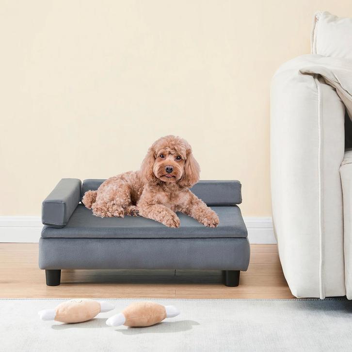 Huisdierenbed Salkonssad 60x45x24 cm grijs [en.casa], Dieren en Toebehoren, Honden-accessoires, Verzenden