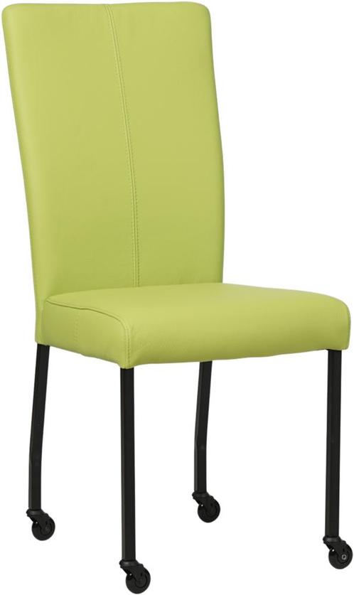 Felgroene leren moderne eetkamerstoel - poot vierkant zwart, Huis en Inrichting, Stoelen, Eén, Overige kleuren, Nieuw, Leer, Ophalen of Verzenden