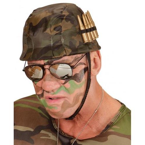 Camouflage helm met nep kogels - Helmen, Hobby en Vrije tijd, Feestartikelen, Ophalen of Verzenden
