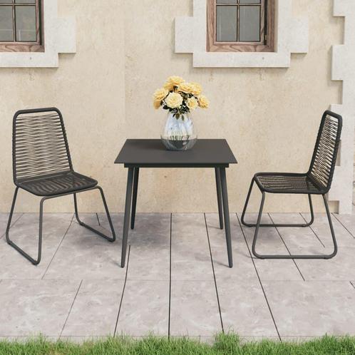 vidaXL 3-delige Tuinset PVC-rattan zwart, Tuin en Terras, Tuinsets en Loungesets, Tuinset, Nieuw, 2 zitplaatsen, Kunststof, Verzenden