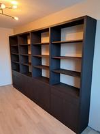 Zwarte massief eiken boekenkast model Sandra, Nieuw, Met klep(pen), Eikenhout, Zwarte eiken boeken of wandkasten op maat is ons werk!