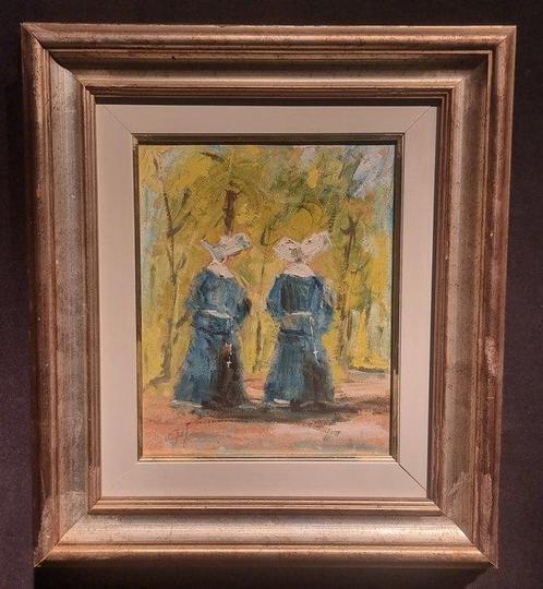 Nino Caffè (1908-1975) - Monache che passeggiano, Antiek en Kunst, Kunst | Schilderijen | Klassiek