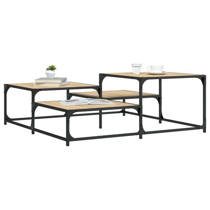 vidaXL Salontafel 107x107x40 cm bewerkt hout sonoma, Huis en Inrichting, Tafels | Salontafels, 100 tot 150 cm, Vierkant, Nieuw