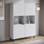 Meubella | Dressoir wit 120 cm | Latten op deuren kast, Huis en Inrichting, Kasten | Dressoirs, 100 tot 150 cm, Verzenden, Nieuw