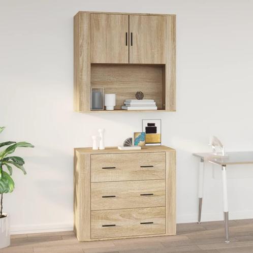 vidaXL Wandkast 80x33x80 cm bewerkt hout sonoma eikenkleurig, Huis en Inrichting, Kasten | Overige, Nieuw, Verzenden