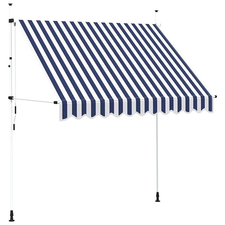 Zonwering 250cm blauw/wit | Retourdeal | 56% (luifel), Tuin en Terras, Zonneschermen, 250 cm tot 450 cm, Nieuw, Uitvalscherm, 150 tot 300 cm