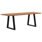 vidaXL Eettafel met natuurlijke rand 220x80x74 cm massief, Verzenden, Nieuw