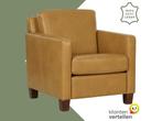 Leren fauteuil Smart - Granada Amber (cognac) - Poten hout, Huis en Inrichting, Fauteuils, Nieuw, Ophalen of Verzenden, Bohemian, Eigentijds, Modern, Retro