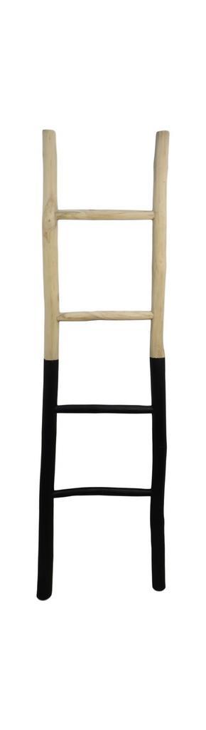Decoratieve ladder - 45x4x150 - Naturel/zwart - Teak, Huis en Inrichting, Woonaccessoires | Overige, Nieuw, Ophalen of Verzenden