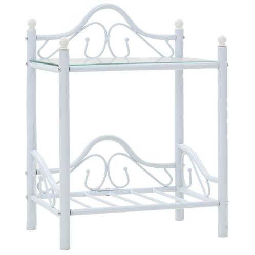 vidaXL Nachtkastjes 45x30,5x60 cm staal en gehard glas wit, Huis en Inrichting, Slaapkamer | Nachtkastjes, Nieuw, 45 tot 65 cm