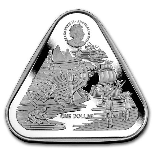 Triangular Zeewijk 1 oz 2021 (RAM) (20.000 oplage), Postzegels en Munten, Munten | Oceanië, Losse munt, Zilver, Verzenden