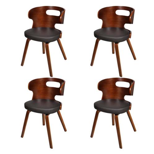 vidaXL Eetkamerstoelen 4 st gebogen hout en kunstleer bruin, Huis en Inrichting, Stoelen, Bruin, Nieuw, Verzenden