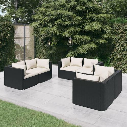 vidaXL 6-delige Loungeset met kussens poly rattan zwart, Tuin en Terras, Tuinsets en Loungesets, Loungeset, Nieuw, Rotan, Verzenden
