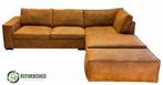 Refurbished 4-zits hoekbank cognac met 6 mnd garantie!, Huis en Inrichting, Banken | Bankstellen, Overige materialen, 250 tot 300 cm