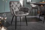 Design stoel MILANO groen fluweel met Chesterfield quilting, Ophalen of Verzenden, Nieuw