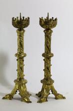 Paar kerkelijke kandelabers - 45 cm (2) - Antiek - Verguld