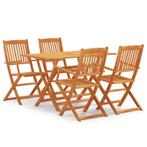 vidaXL 5-delige Tuinset inklapbaar massief eucalyptushout, Tuin en Terras, 4 zitplaatsen, Verzenden, Nieuw, Tuinset