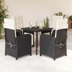 vidaXL 5-delige Tuinset met kussens poly rattan zwart, Tuin en Terras, 4 zitplaatsen, Nieuw, Tuinset, Verzenden