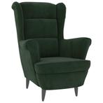 Fluweel Fauteuil Donkergroen | Tweedekansje | OP=OP, Huis en Inrichting, Fauteuils, Ophalen of Verzenden, Nieuw, 75 tot 100 cm