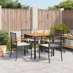 vidaXL 5-delige Tuinset met kussens poly rattan zwart, Tuin en Terras, Tuinsets en Loungesets, Verzenden, Nieuw, Rotan, Tuinset