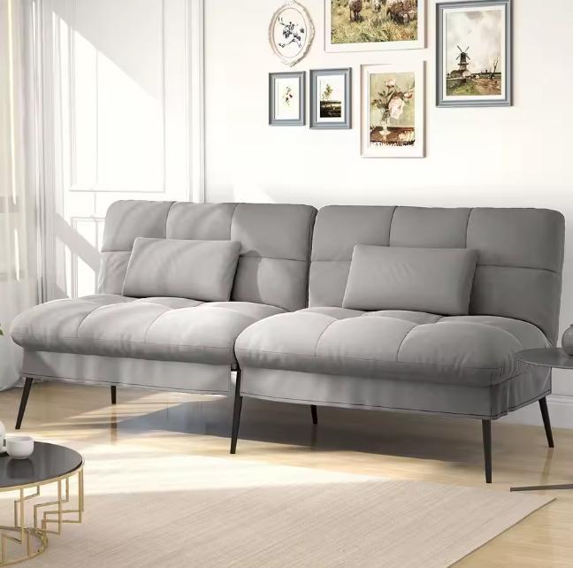 Nieuwe Verstelbare 3-Zits Bank en Slaapbank – Grijs Kussen, Huis en Inrichting, Stoelen, Nieuw, Verzenden