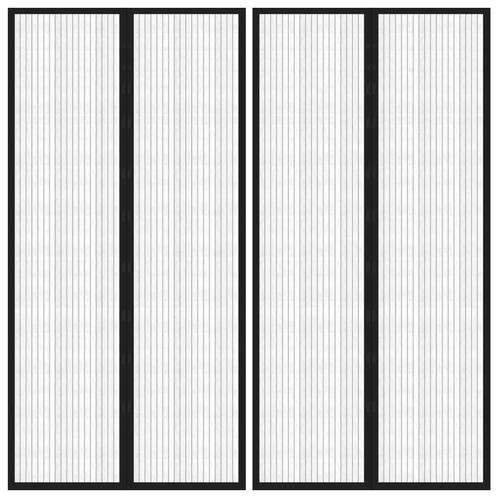 vidaXL Insectendeurgordijnen 2 st magnetisch 220x100 cm, Huis en Inrichting, Stoffering | Gordijnen en Lamellen, Zwart, Nieuw