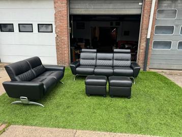 Stressless bankstel zwart leer 3+2 zits relax design banken beschikbaar voor biedingen