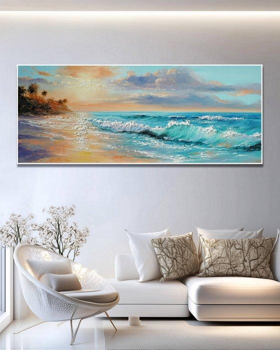 Clelia - Turquoise Surf at Dusk, Antiek en Kunst, Kunst | Schilderijen | Modern