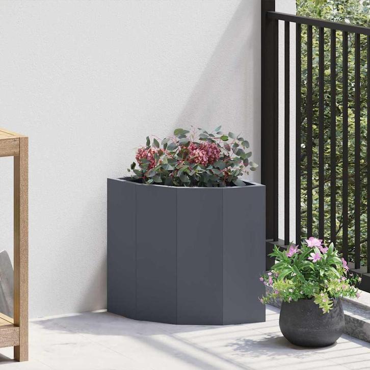 vidaXL Hoek Plantbak Antraciet 30 x 30 x 35 cm Staal, Tuin en Terras, Bloembakken en Plantenbakken, Minder dan 60 cm, Nieuw, Metaal