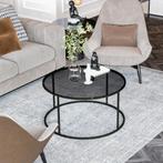 [en.casa] Salontafel Kolari 45x80 cm zwart en transparant, Huis en Inrichting, Tafels | Salontafels, Verzenden, Nieuw