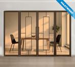 Dubbele stalen taatsdeur met glaspanelen Brons 5 Vlaks Brons, Doe-het-zelf en Verbouw, Deuren en Horren, Nieuw, Metaal, Overige typen