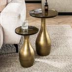 *WOONWINKEL* Ronde Bijzettafel Goudkleurig Glas Middel, Huis en Inrichting, Tafels | Bijzettafels, Verzenden, Nieuw