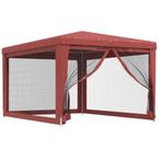 Partytent met 4 mesh zijwanden 3x4 m HDPE rood (Partytenten), Verzenden, Nieuw, 2 meter of meer, Partytent