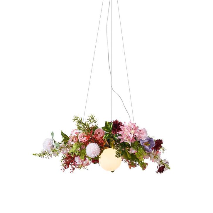 Bohemian hanglamp zwart met gekleurde bloemen rood en roze -, Huis en Inrichting, Lampen | Plafondlampen, Nieuw, Metaal