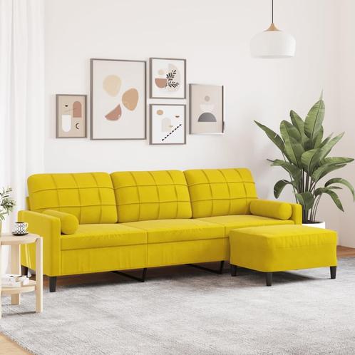 vidaXL 3-zitsbank met voetenbank 210 cm fluweel geel, Huis en Inrichting, Banken | Bankstellen, Nieuw, Stof, Driepersoons, Verzenden