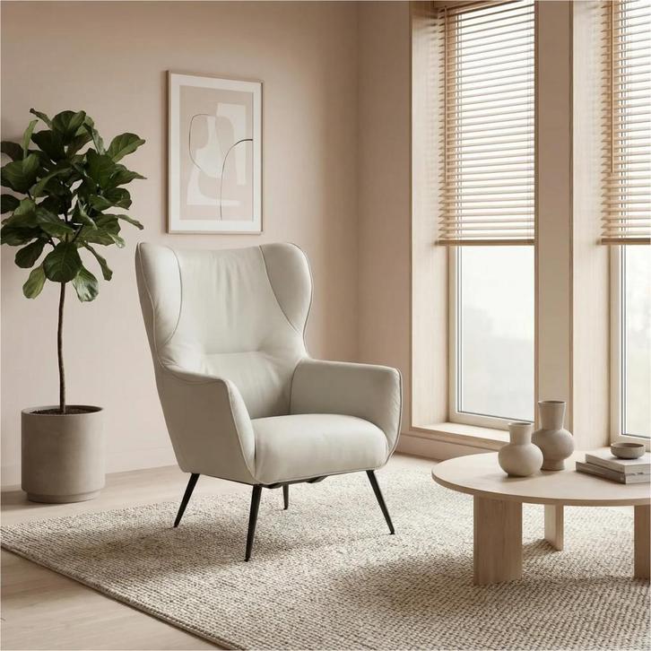 Leren fauteuil Flair - Toledo Perle (lichtgrijs), Huis en Inrichting, Fauteuils, 75 tot 100 cm, 75 tot 100 cm, Nieuw, Leer, Ophalen of Verzenden