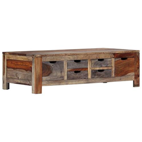 vidaXL Salontafel 100x50x30 cm massief acaciahout grijs, Huis en Inrichting, Tafels | Salontafels, 100 tot 150 cm, Nieuw, Overige houtsoorten
