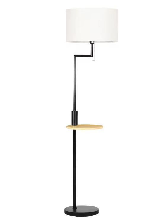 Vloerlamp met Tafel en USB – Linnen Lamp Ø40x168 cm Staand, Huis en Inrichting, Lampen | Vloerlampen, Nieuw, Verzenden