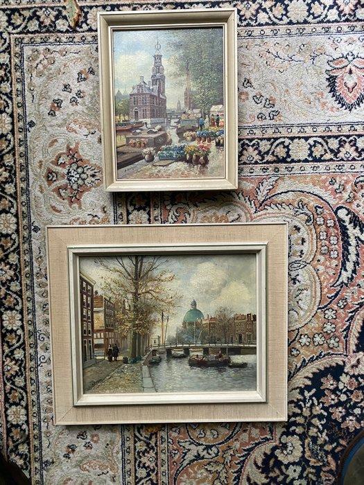 A. Rutgers (1880-1949) - 2x Gezicht op Amsterdam, Antiek en Kunst, Kunst | Schilderijen | Klassiek