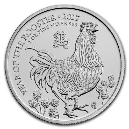 Lunar - Year of the Rooster (UK) - 1 oz 2017, Postzegels en Munten, Munten | Oceanië, Losse munt, Zilver, Verzenden