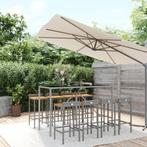 vidaXL 9-delige Tuinbarset poly rattan en massief acaciahout, Verzenden, Nieuw, Rotan, 8 zitplaatsen