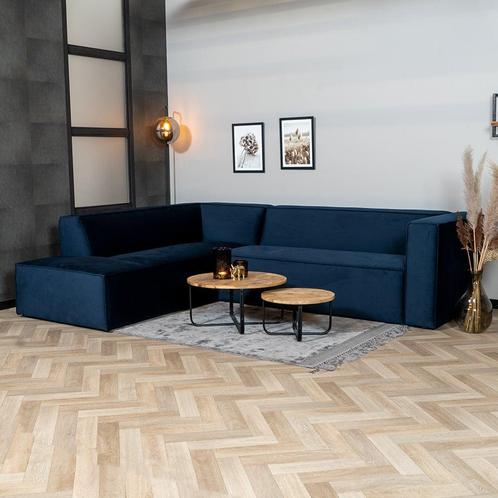 40% Korting: Velvet hoekbank Memphis blauw links, Huis en Inrichting, Banken | Bankstellen, Zo goed als nieuw, Stof, Ophalen