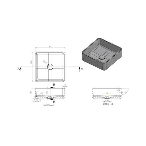 Arcqua Case Opbouw Waskom Vierkant 37x37 Mat Quartz Grijs, Doe-het-zelf en Verbouw, Sanitair, Ophalen of Verzenden