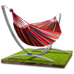 Hangmat met standaard - tot 220 kg - grijs frame - oranje..., Tuin en Terras, Ophalen of Verzenden, Nieuw
