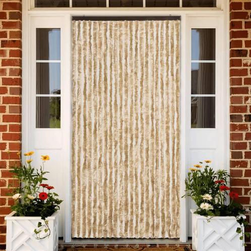 vidaXL Vliegengordijn 90x200 cm chenille beige, Huis en Inrichting, Stoffering | Gordijnen en Lamellen, Beige, Nieuw, Verzenden