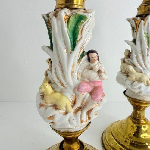 Kaarsenhouder Bergers (2) - Biscuitporselein en brons -, Antiek en Kunst, Antiek | Overige Antiek
