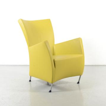 Montis Windy design fauteuil, groen leder, 4-poot onderstel beschikbaar voor biedingen